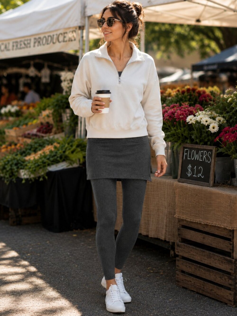 Cabi #3577 charcoal skirted leggings